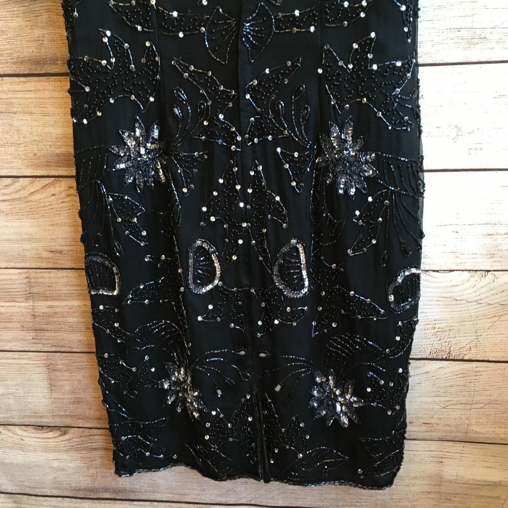 VINTAGE ROBERT ANTHONY EMBELLISHED SILK DRESS IN BLACK - Picture 8 of 10